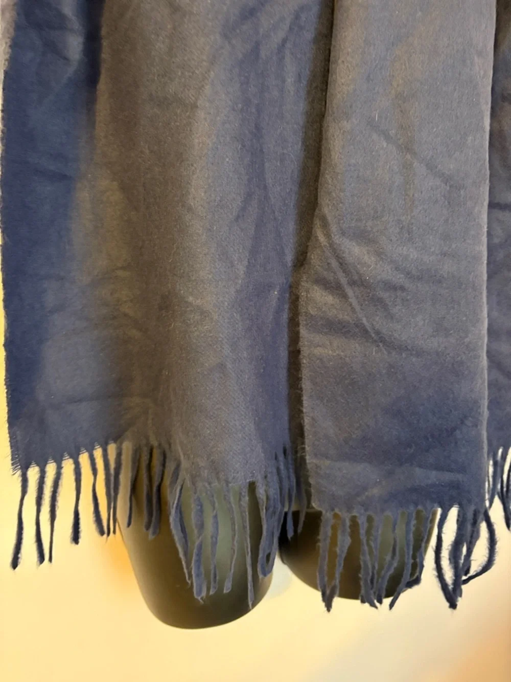 Christian Dior Cashmaire Blue Knit Vintage Scarf Fringe